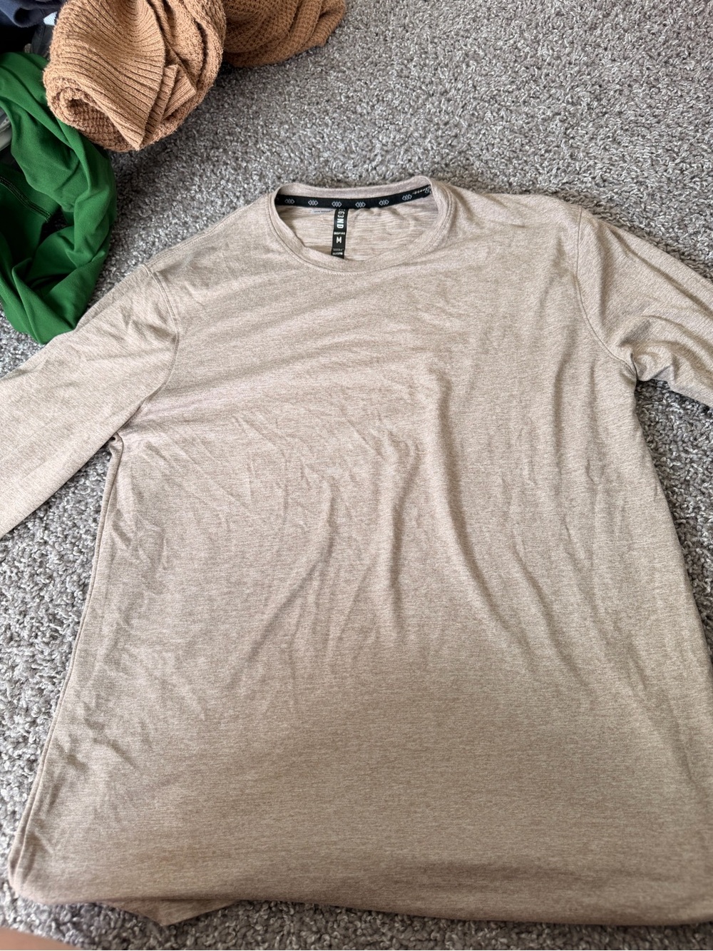 Men's Long-Sleeve Crew Neck Shirt in Beige